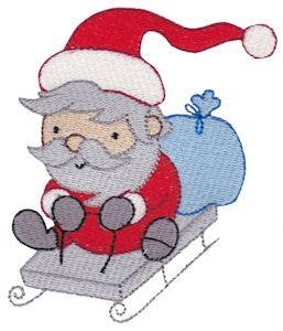 Picture of Sledding Santa Machine Embroidery Design