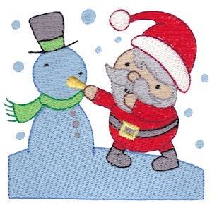 Picture of Santa & A Snowman Machine Embroidery Design