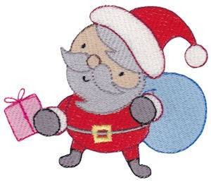 Picture of Santa Delivering Presents Machine Embroidery Design