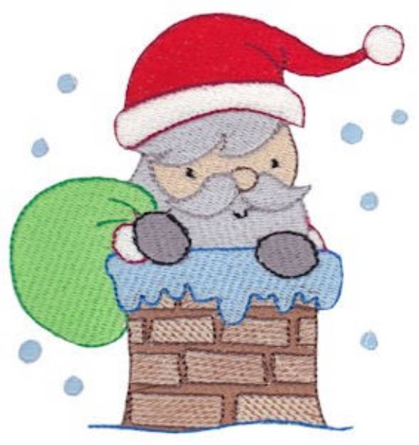 Picture of Santa In A Chimney Machine Embroidery Design