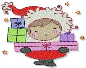 Picture of Little Eskimo With Gifts Machine Embroidery Design