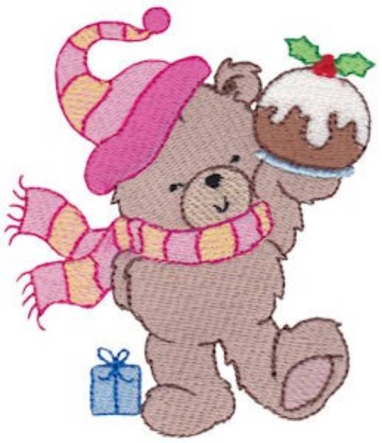 Picture of Christmas Bear & Cake Machine Embroidery Design