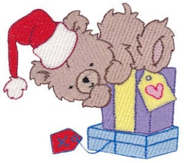 Picture of Christmas Bear With Gifts Machine Embroidery Design