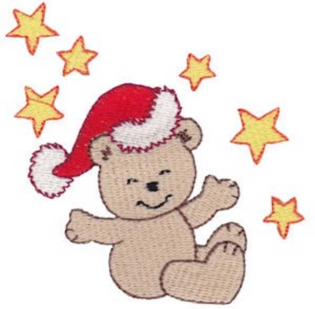 Picture of Christmas Bear & Stars Machine Embroidery Design