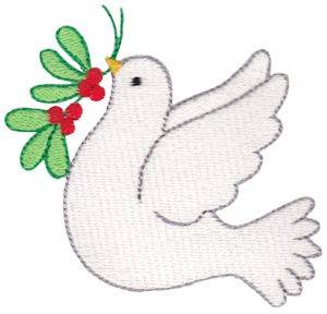 Picture of Christmas Dove & Holly Machine Embroidery Design