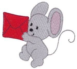 Picture of Christmas Mouse & Envelope Machine Embroidery Design