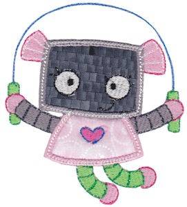 Picture of Jump Roping Robot Applique Machine Embroidery Design