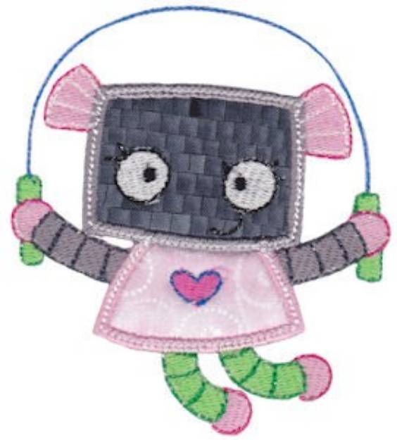Picture of Jump Roping Robot Applique Machine Embroidery Design