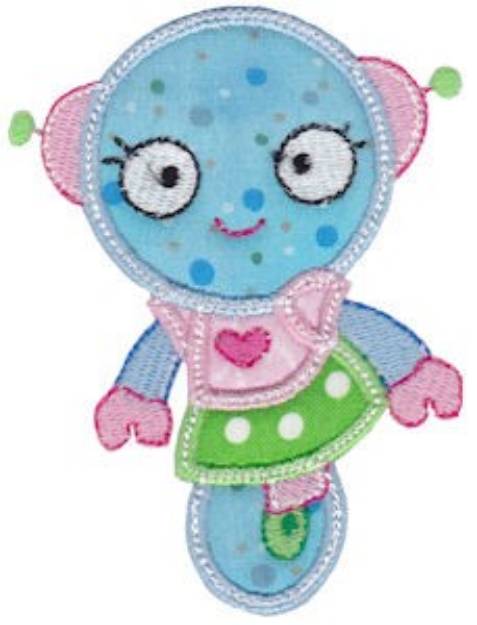 Picture of Girl Robot Applique Machine Embroidery Design