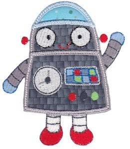 Picture of Waving Robot Applique Machine Embroidery Design