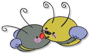 Picture of Kissing Bumblebees Machine Embroidery Design