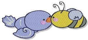 Picture of Kissing Bird & Bumblebee Machine Embroidery Design