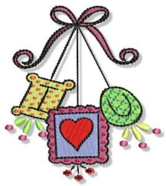 Picture of I Love You Ornaments Machine Embroidery Design
