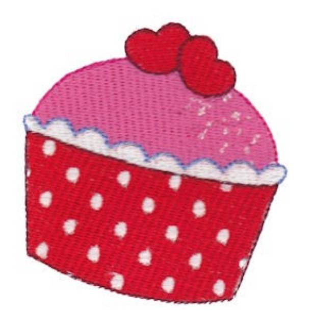 Picture of Red Valentines Day Cupcake Machine Embroidery Design