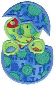 Picture of Hatching Dino Applique Machine Embroidery Design