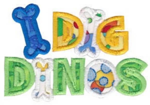 Picture of I Dig Dinosaurs Applique Machine Embroidery Design