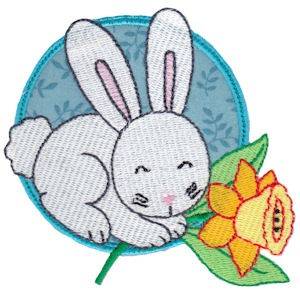 Picture of Easter Rabbit & Daffodil Machine Embroidery Design