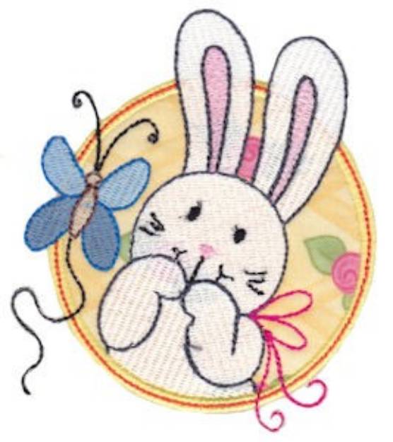 Picture of Easter Bunny & Butterfly Machine Embroidery Design