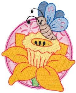 Picture of Easter Daffodil Applique Machine Embroidery Design