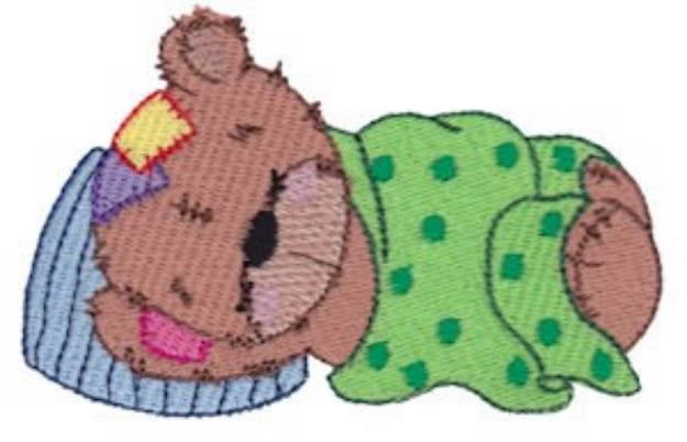 Picture of Naptime Raggedy Teddy Bear Machine Embroidery Design