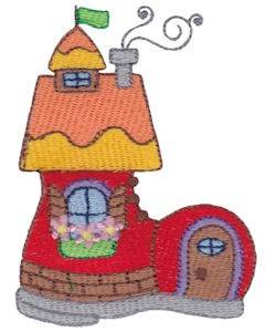 Picture of Old Shoe House Machine Embroidery Design