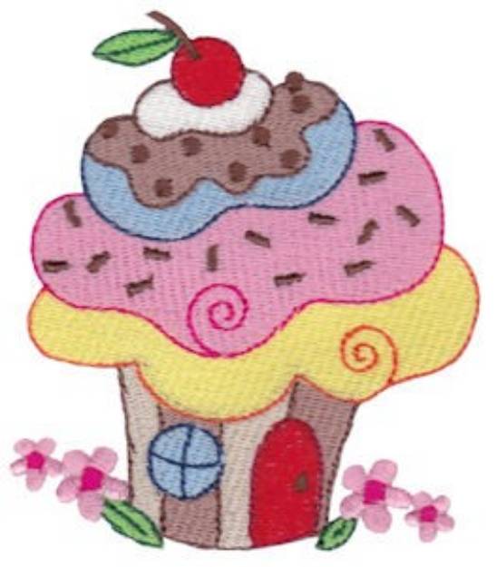 Picture of Cupcake House Machine Embroidery Design