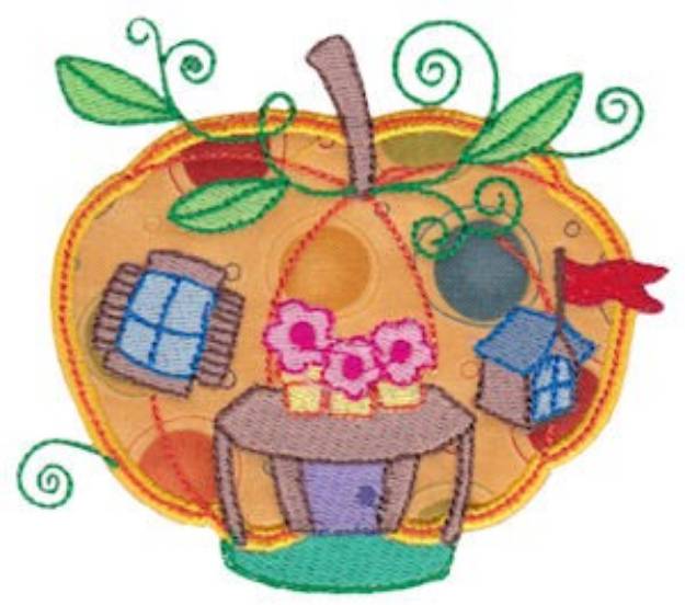 Picture of Applique Pumpkin House Machine Embroidery Design