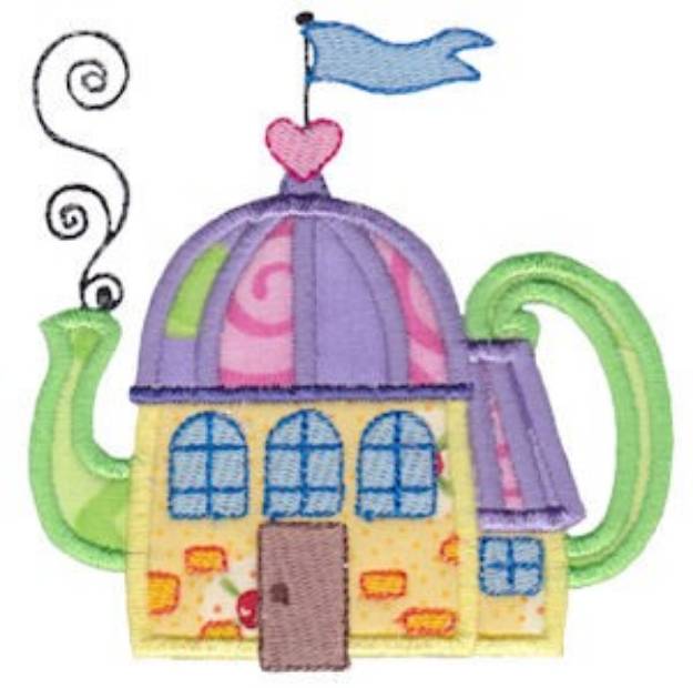 Picture of Applique Tea Pot House Machine Embroidery Design