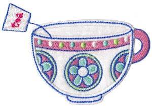 Picture of Time for Tea Applique Machine Embroidery Design