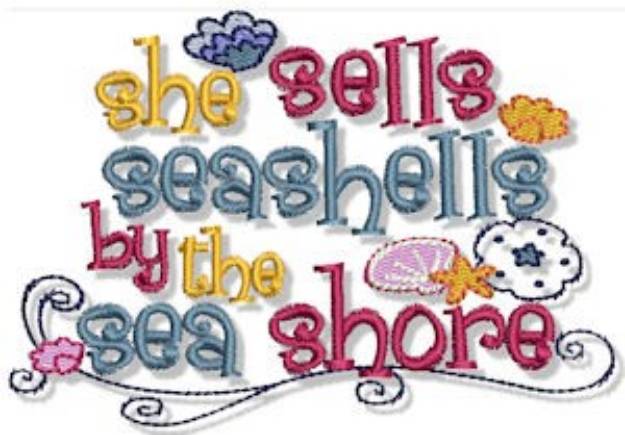 Picture of Seashells Nautical Sentiments Machine Embroidery Design