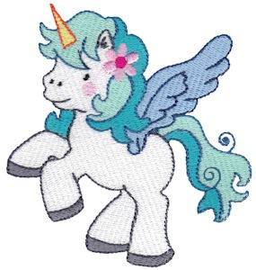 Picture of Fanciful Turquoise Unicorn Machine Embroidery Design
