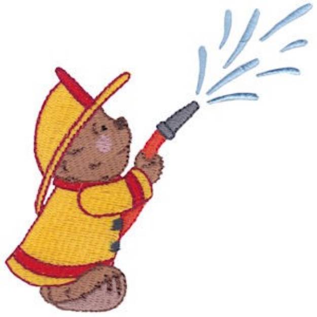Picture of Teddy Bear Fireman Machine Embroidery Design