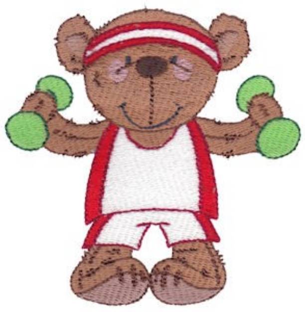 Picture of Teddy Bear Fitness Trainer Machine Embroidery Design