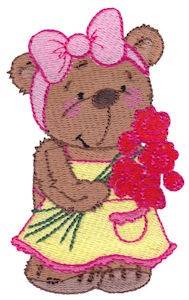 Picture of Teddy Bear Florist Machine Embroidery Design