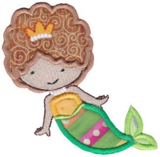 Picture of Brunette Magical Mermaid Applique Machine Embroidery Design