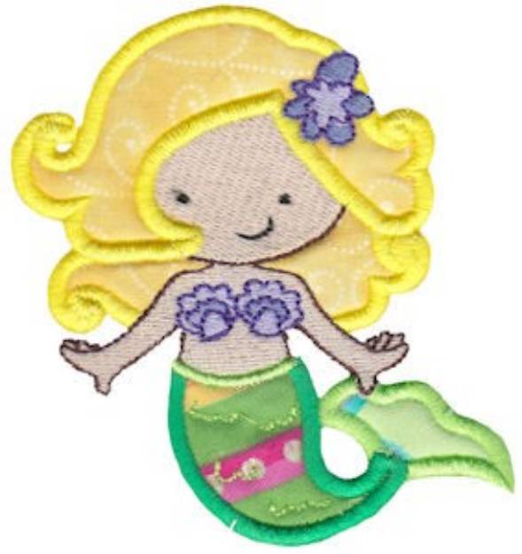 Picture of Blonde Magical Mermaid Applique Machine Embroidery Design