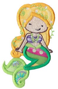 Sweet Mermaid Applique Machine Embroidery Design