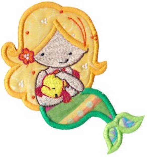 Picture of Blonde Mermaid Applique Machine Embroidery Design