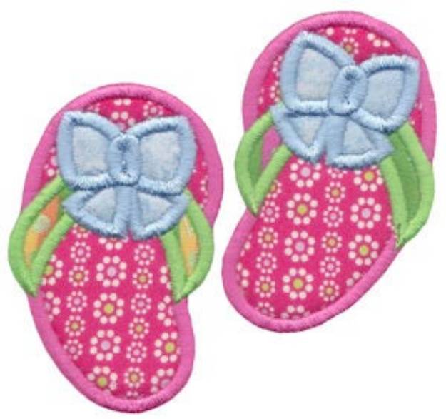Picture of Pink Flip Flops Applique Machine Embroidery Design