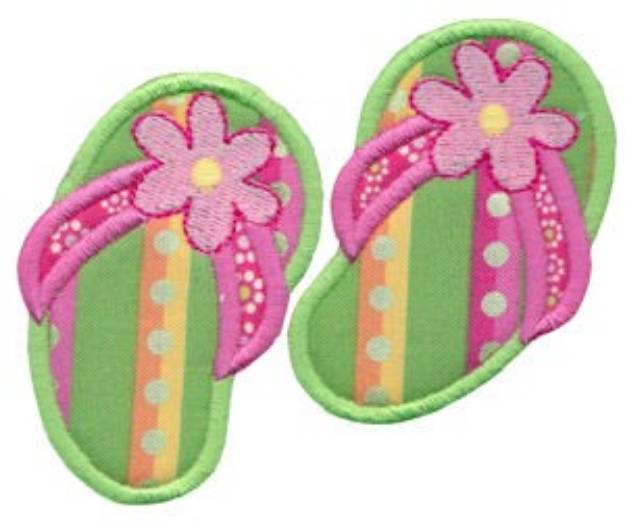 Picture of Green Flip Flops Applique Machine Embroidery Design
