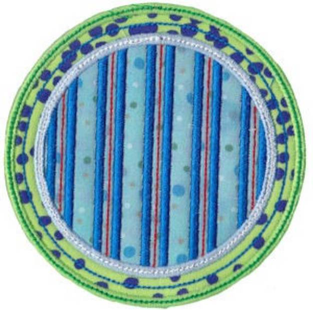 Picture of Striped Applique Circle Frame Machine Embroidery Design