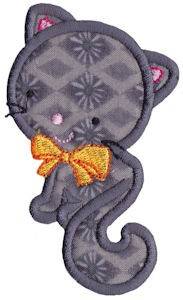 Picture of Halloween Black Cat Applique Machine Embroidery Design