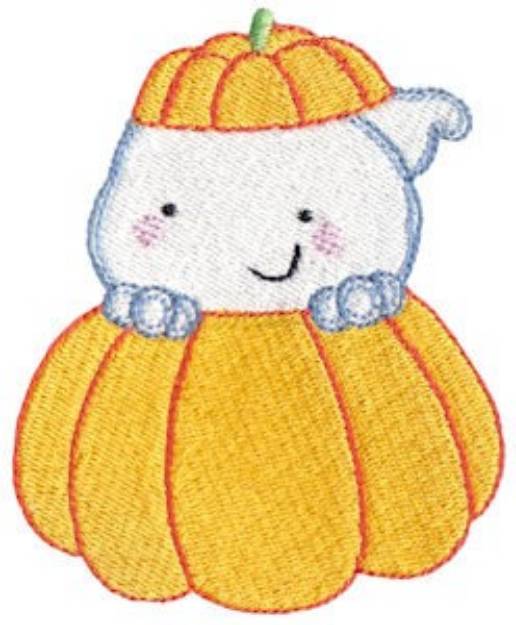 Picture of Happy Ghost & Pumpkin Machine Embroidery Design