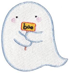 Picture of Little Ghost & Sign Machine Embroidery Design