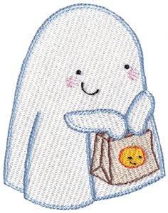 Picture of Trick or Treating Ghost Machine Embroidery Design