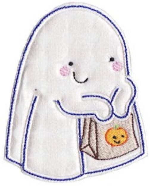Picture of Trick-Or-Treat Ghost Applique Machine Embroidery Design