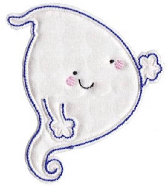 Picture of Waving Halloween Ghost Applique Machine Embroidery Design
