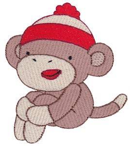 Picture of Sock Monkey With A Cap Machine Embroidery Design