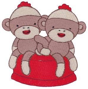 Picture of Sock Monkey Friends Machine Embroidery Design