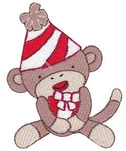 Picture of Party Sock Monkey Machine Embroidery Design